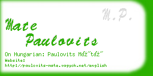 mate paulovits business card